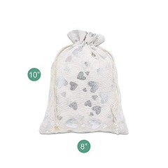 12-Pack 8×10 Reusable Cotton Canvas Muslin Gift Hearts (Silver) Large (12-Pack)