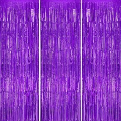 3 Pack Foil Fringe Backdrop – Purple Shiny Tinsel Curtains for Party Decorati…