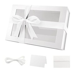 Large White Gift Box with Window, 13.5x9x4.1 Inches Clear Gift White-Pack of 1