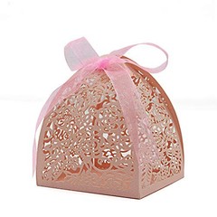 Pack of 100 Laser Cut Rose Candy 1 Count (Pack of 100) Pink (Rose box 100)