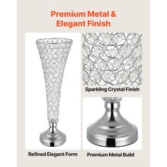 4 Crystal Cylinder Vases, 20 in Tall Wedding Centerpieces for Party Decor
