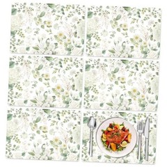 Spring Wildflower Placemats Set of 6 Decorative Floral Eucalyptus White Flower