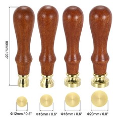 12/15/18/20mm Round Blank Wax Seal Stamp, 4 Pack Removable Brass Head