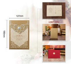 Gold Business Party Wedding Invitation Day Invite Card Laser Cut Personalised