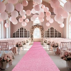 Carpet Runner for Party 4.6 x 60 Feet Runway Rug 4.6 x 16.4 Feet Glitter Pink
