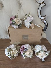 Ling’s Moment wedding bouquet set 5 ivory artificial flowers bridesmaid bridal