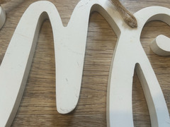 Mr & Mrs sign for wedding chairs White Cursive Burlap