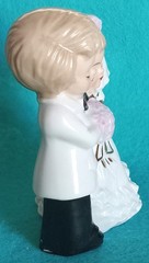 Vintage MCM Porcelain Blonde Bride & Groom Wedding Cake Topper Figurine