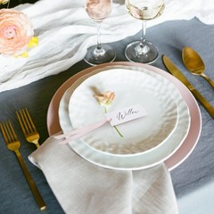 Name Place Cards 50 PCS Table Setting Blank Satin Ribbon 1.57×3.54 In Pink