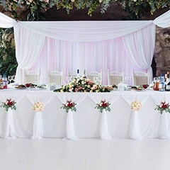 Tulle Table Skirts for Rectangle Tables 14ft Ruffle Tutu L14(ft)*H 30in White