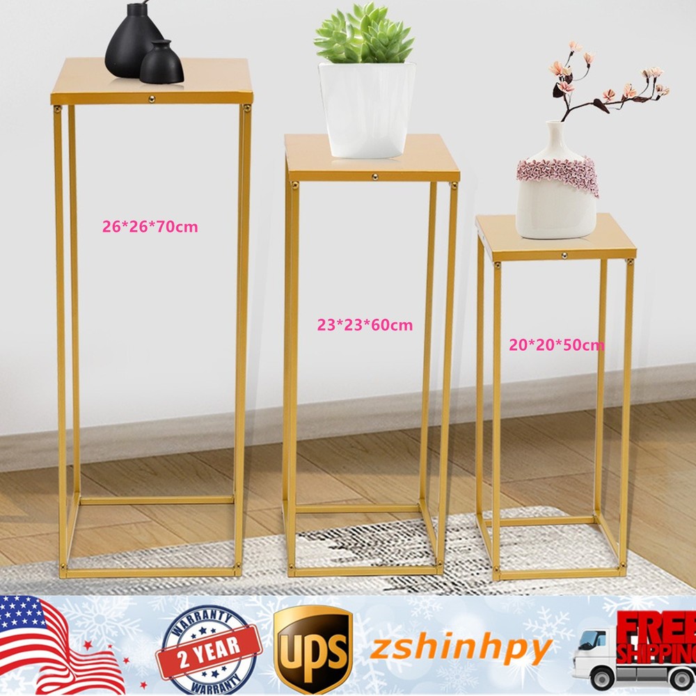 3PCS Golden Metal Stand Wedding Decoration Road Lead Flower Centerpieces Column