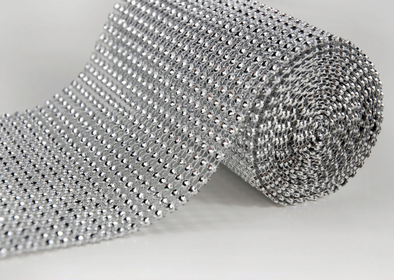 3 yards plastic rhinestone mesh for decoration for any event -silver
