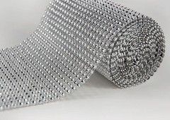 3 yards plastic rhinestone mesh for decoration for any event -silver