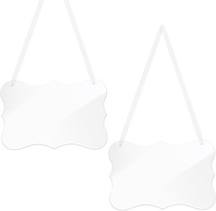2 Pcs Clear Acrylic Hanging Signs with White Satin Ribbon for Parties 9″ x 56″