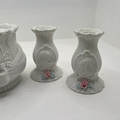 Forever True Precious Moments Enesco Wedding Unity Candle Set white pink set 4