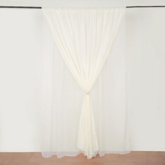IVORY 10 ft x 10 ft Polyester Sheer Chiffon Dual Layer CURTAIN Rod Pockets Party