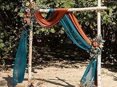 Teal Orange Artificial Wedding Arch Flowers Kit | Pack of 4, 2pcs Hanging Flower