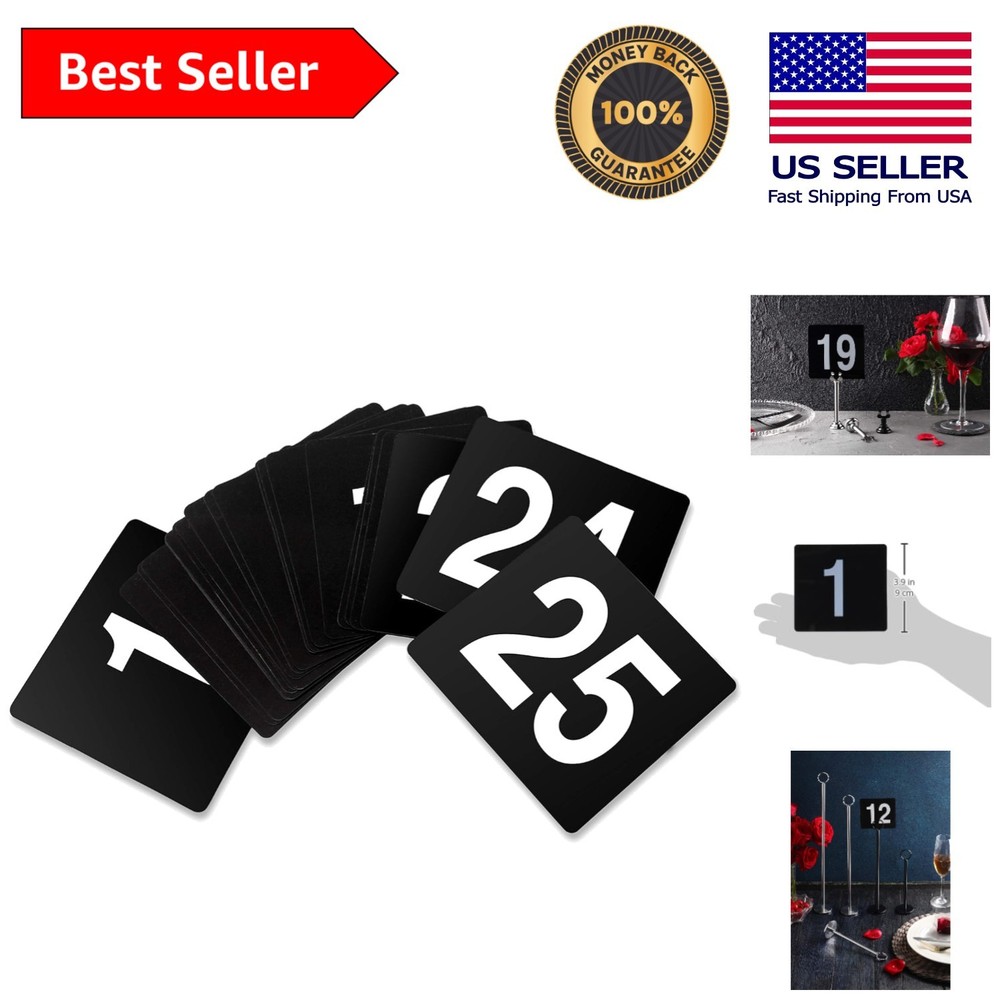 Durable 4×4 Light Grey Table Numbers 1-25 – Ideal for Restaurants and Banquets