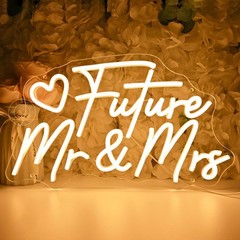 SYLHOME Future Mr & Mrs Led Neon Light Sign Wedding Wall Decor Sign Banner