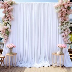 10 FT x 10 FT White Backdrop Curtain – Polyester Backdrop Curtain Panels with…
