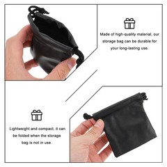 6Pcs Reusable PU Drawstring Packaging Bags for Jewelry Storage Black