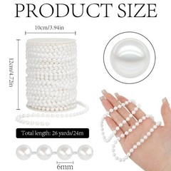 Pearl Garland, 6 MM White Faux String of Pearls, 78 FT Pearl Garland for Chri…
