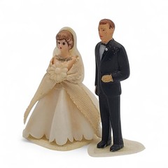 Vtg 50s/60s Mini Celluloid Wedding Bride Groom Cake Topper Made In Hong Kong