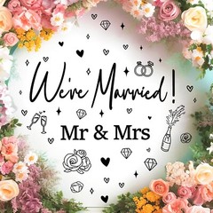 Wedding Sign Party Decals for Backdrop Wedding Party Decorations We’re Marrie…