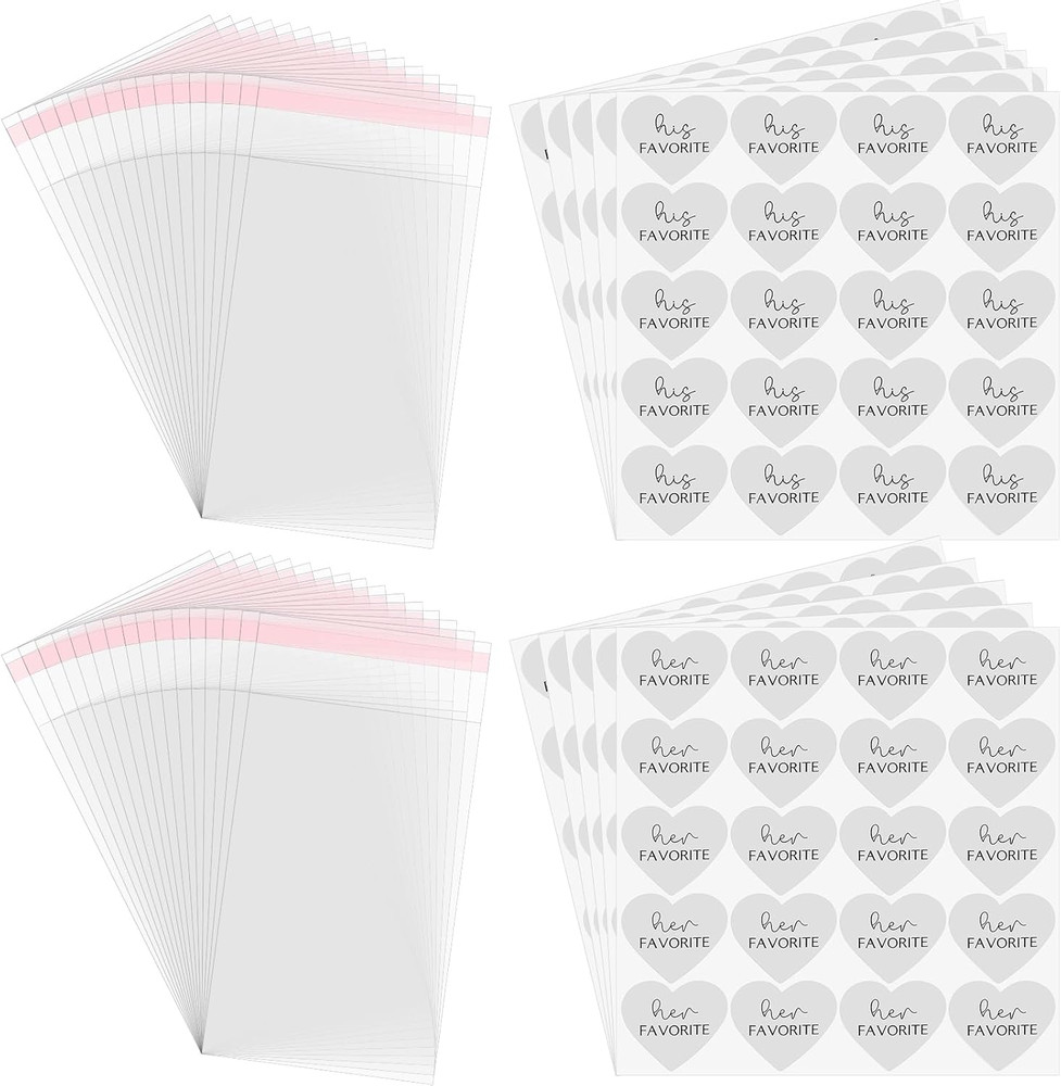 200 Set His Her Favorite Stickers Candy Bags Wedding Favor Stickers 4X6 Inches C
