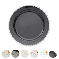 10 Round 8″ Plastic Salad Dinner Plates Beaded Rim Party Home Tableware Supplies