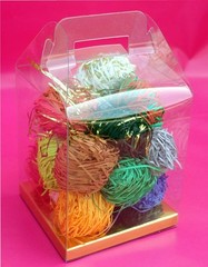 24 PCS 4x3x2-1/2″ Party Wedding Favor Gable Handle Clear PVC Box w/ Golden Card