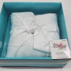 Studio His & Hers Wedding Ring Bearer Pillow White Satin NEW