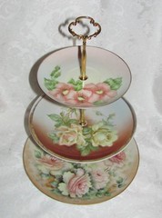 Custom Three Tier Tea Party Cake Stand Made With Vintage Hand Painted Plates