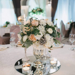 2 Pieces Table Centerpieces with Rounded Edge Wedding Decorations round Mirror T