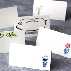 25 PCS Place Cards Blue White Gazebo Pagoda Wedding Table Tent Style