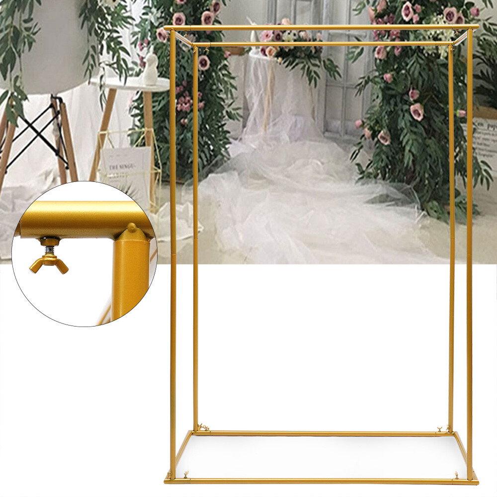 Gold Rectangle Wedding Arch 5.9ft Metal Balloon Backdrop Frame Stand