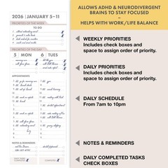Essential PRO 2026 Daily, Weekly & Monthly Planner, 7″x9″: 14 Months (Nov 202…