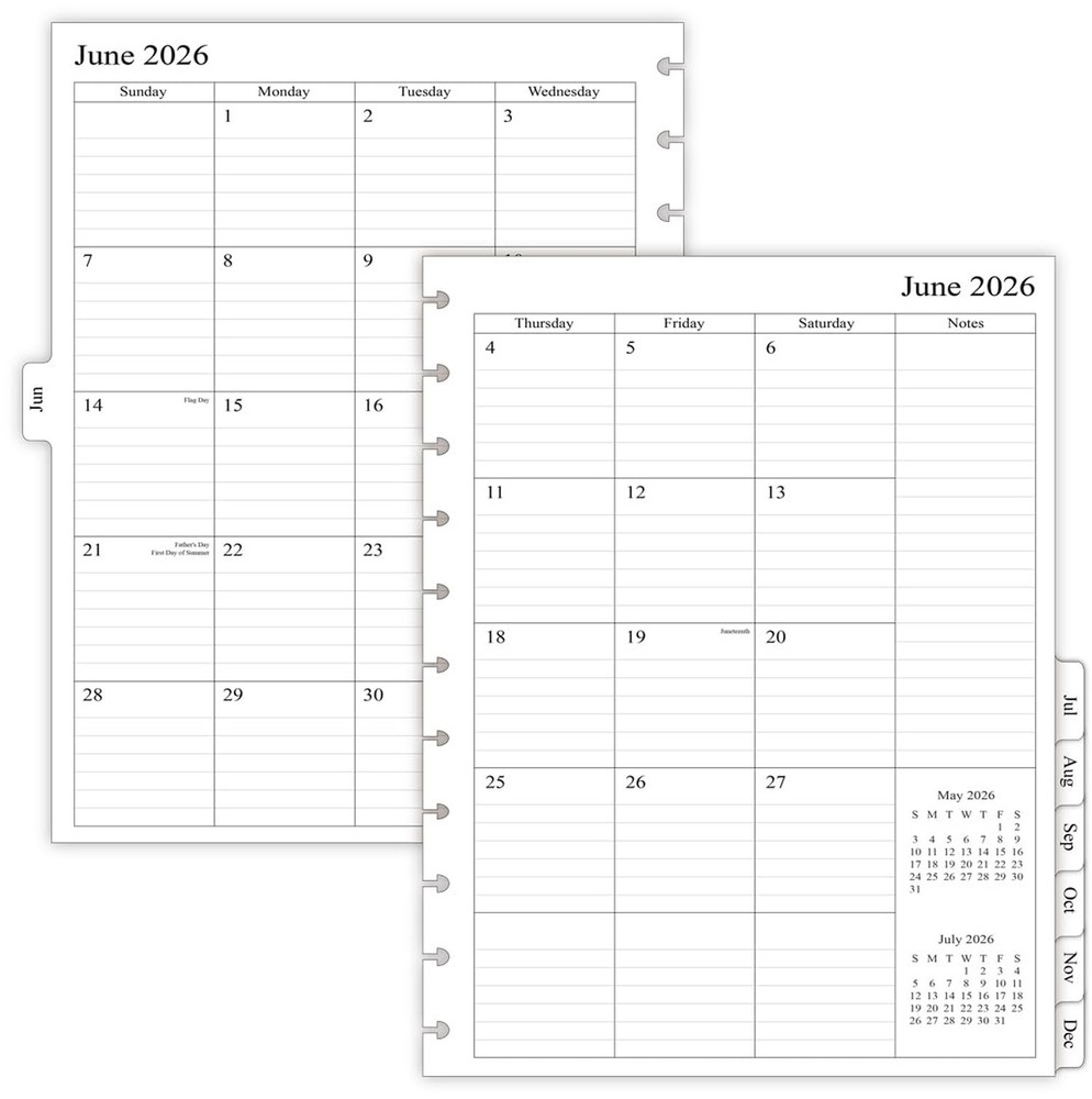 newestor 2026-2027 Monthly Planner Refill for 11-Discbound Notebooks, Jun 202…