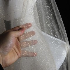 SHAYUAN 60″ x 8 Yards Glitter Tulle Fabric Rolls for Bridal Veil Tutu Champagne