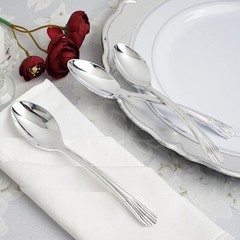 Plastic SILVER SPOONS Disposable Party Home Elegant Light Gray Catering Home