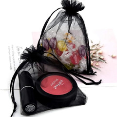 50Pcs 5X7 7X9 9X12Cm Black Sheer Organza Drawstring Gift Bags for Wedding Birthd