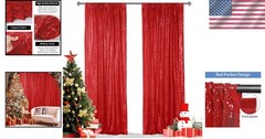 Versatile Red Sequin Curtain Set 2FTx8FT – Perfect for Parties & Celebrations