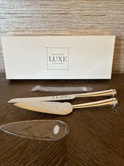 NEW Reed & Barton Cake Server And Knife Set With Rhinestone Handles W Sheathes