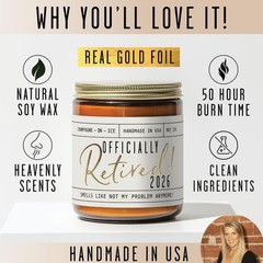 Retirement Gift for Woman – 4 inches (W) x 4 (H), 9 Ounce, Amber