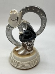 Groom Wedding Cake Topper Horseshoes Boots Cowboy Hats Rope 5″