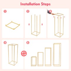 4PCS Gold Flower Stand Rectangular Rack Set For Wedding Table Centerpieces Decor