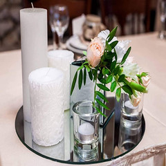 2 Pieces Table Centerpieces with Rounded Edge Wedding Decorations round Mirror T
