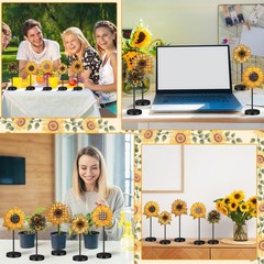 Yousoontic 5 Pcs Summer Sunflower Table Decor Standing Bright Color