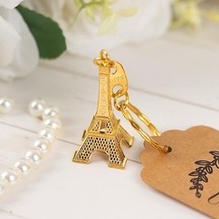 Balsa Circle 10 Gold Eiffel Tower 4 in Plastic Keychains with Thank 2″,