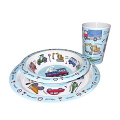 Vehicles Plate, Bowl, Beaker Set Children’s Tableware Dining Melamine